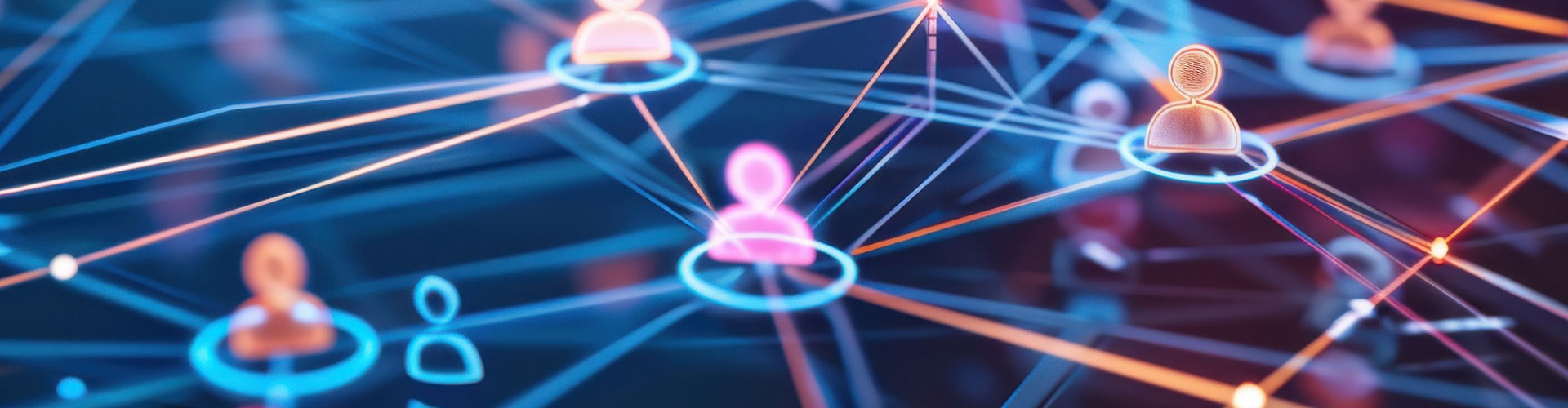 Illustration of a digital network with people icons connected by links