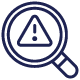 Magnifying glass with an alert symbol, representing advanced threat detection