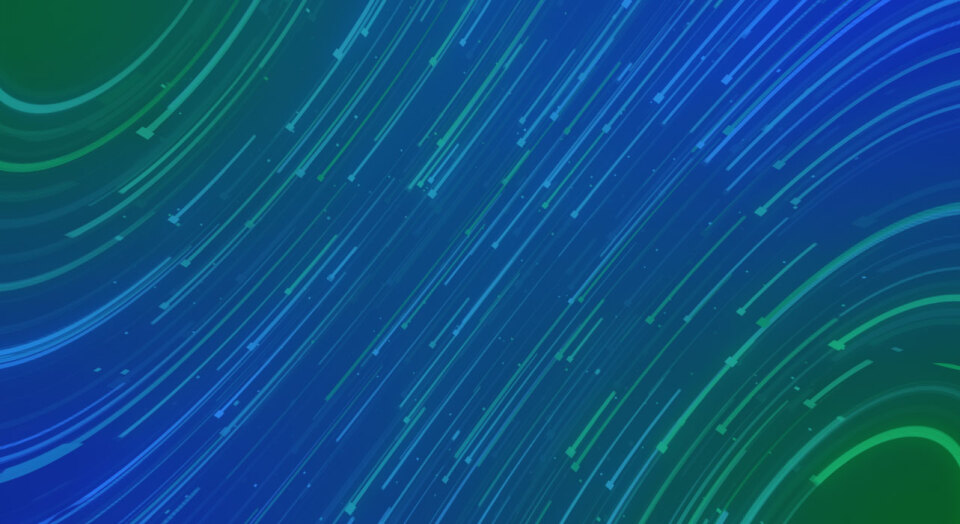 Blue and green digital background with lines and technological graphic elements